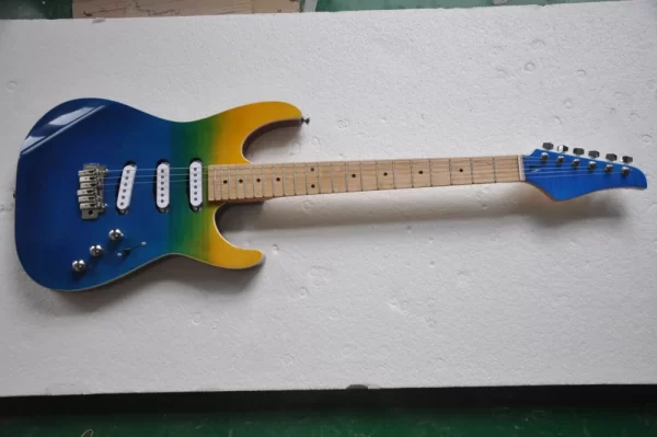 flame maple veneer electric guitar with sss pickups,chrome hardware,offer customize