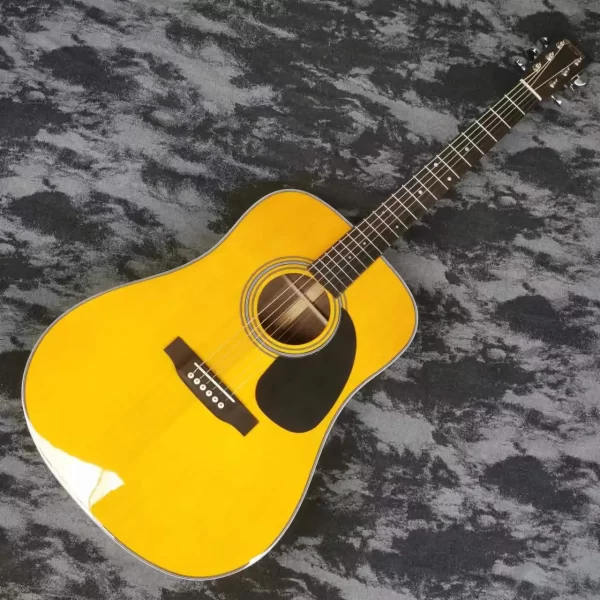d28 series 41 inch solid wood profile top with yellow glossy paint finish acoustic guitar