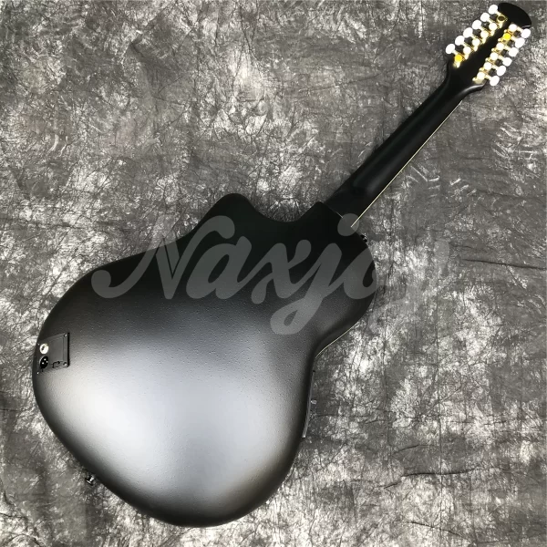 12 strings black solid spruce acoustic guitar abalone inlays carbon fiber tortoise shell acoustic ovation electric eq guitar
