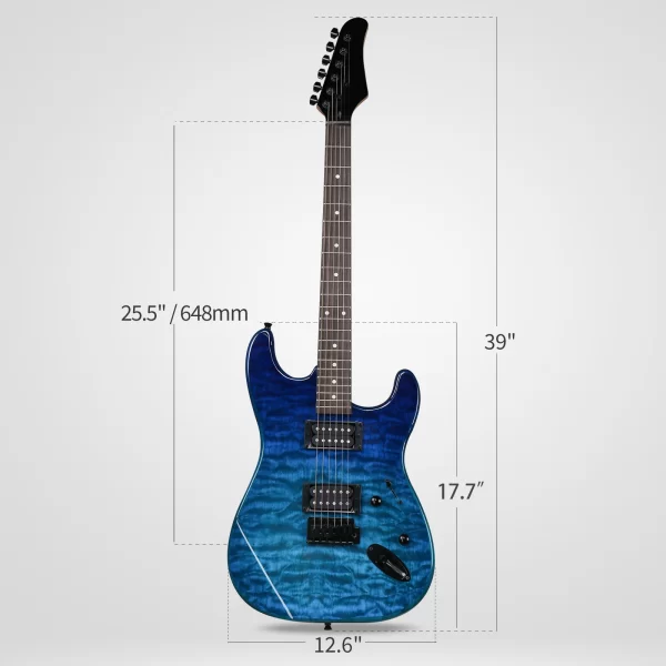 39in electric guitar h h pickups trans blue suit for heavier rock
