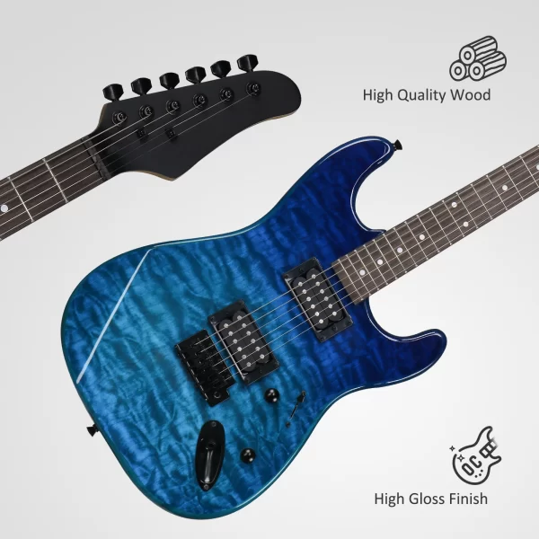 39in electric guitar h h pickups trans blue suit for heavier rock