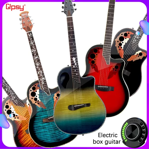 gipsy sft solid folk guitar 41 36 38 40 inch grape soundhole electric box carbon fiber travel black blue red ovation style
