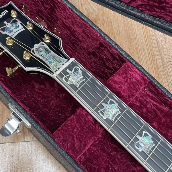 new j200 king model jumbo body acoustic guitar full solid wood/full abalone inlay/bonding bone nut/saddle free hardcase240517
