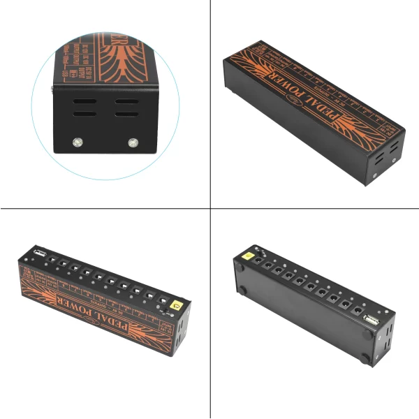rowin guitar pedal power supply 10 isolated dc output 9v 12v 18v source effector power supply 1 usb charging port metal shell