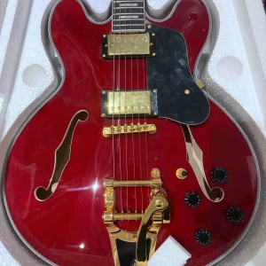 send tomorrow custom shop red wine maple top 335 red finish hollow body electric guitar