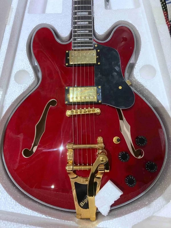 send tomorrow custom shop red wine maple top 335 red finish hollow body electric guitar