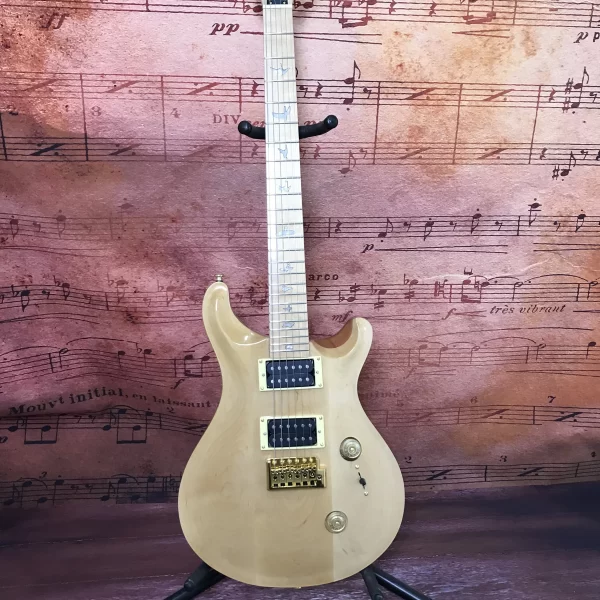 chinese electric guitar natrual color maple wood top bird mahogany body in stock free shipping hot sale