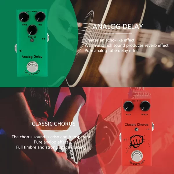 electric guitar pedal vintage overdrive/distortion crunch/distortion/us dream/classic chorus/vintage phase/digital delay