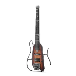 donner hush x electric guitar kit hush x headless guitar, great for travel and practice, mahogany solid body with easy a
