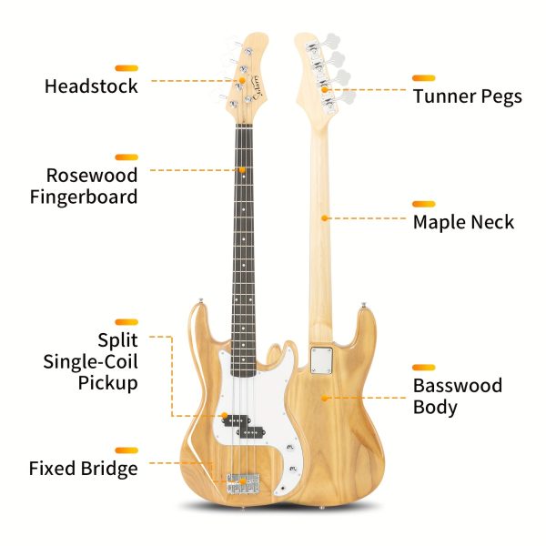 blue gp electric bass guitar kit includes amp, stereo bag, strap, cable & wrench tool perfect for beginner and pro bass musicians