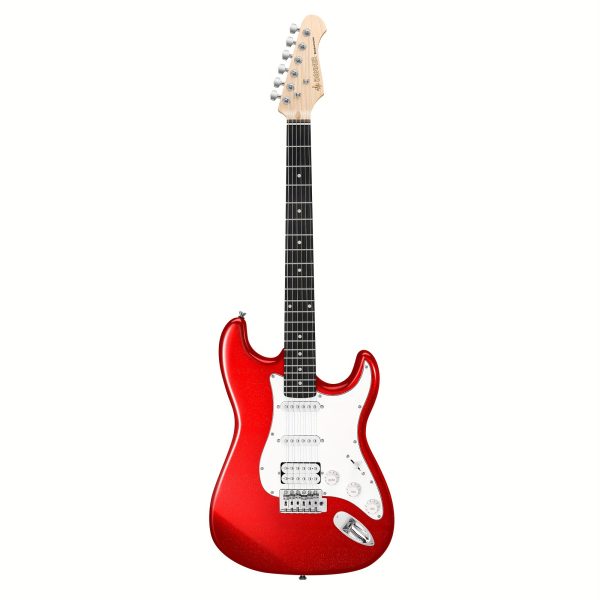 donner 39 inch electric guitar starter kit with solid body hss pickup accessories amplifier lessons and digital tuner red