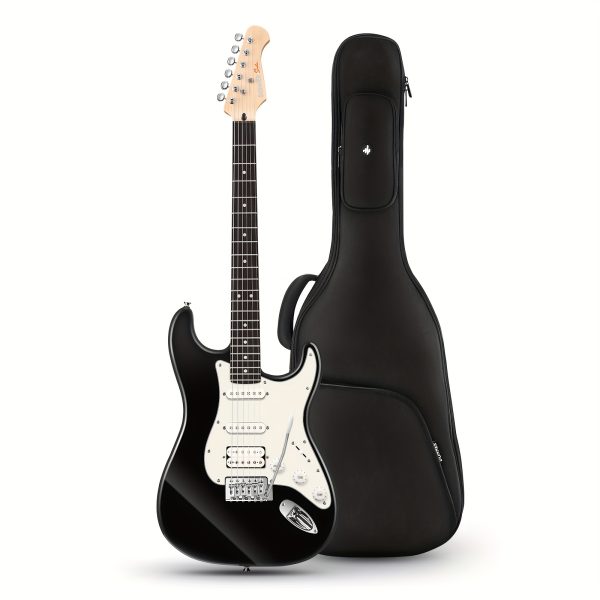 donner q1 series electric guitar 39" solid maple body, hss pickups, red/blue, includes black carrying case & accessories, perfect musical gift for guitarists, versatile guitarists gear | modern aesthetic | rosewood fingerboard, guitar accessories