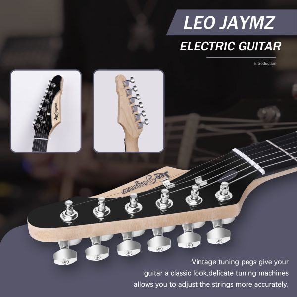 leo jaymz 39 inch full size electric guitar kit electric guitar beginner kits 20w amplifier, digital tuner, carring bag, shoulder strap, connecting cable