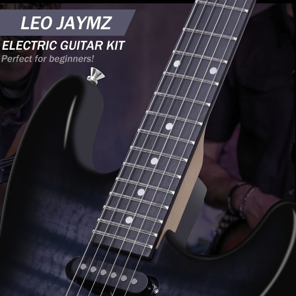 leo jaymz 39 inch full size electric guitar kit electric guitar beginner kits 20w amplifier, digital tuner, carring bag, shoulder strap, connecting cable