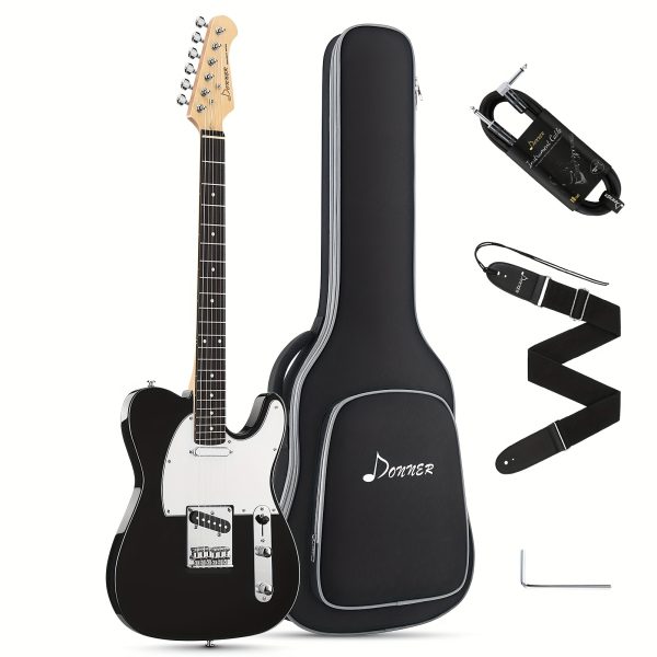 donner telecaster electric guitar 39 inch full size electric guitar beginner adults guitar with accessories h h pickups, bag, strap, cable gift guitar clearance
