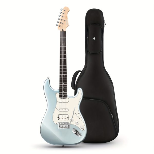 donner q1 series electric guitar 39" solid maple body, hss pickups, red/blue, includes black carrying case & accessories, perfect musical gift for guitarists, versatile guitarists gear | modern aesthetic | rosewood fingerboard, guitar accessories