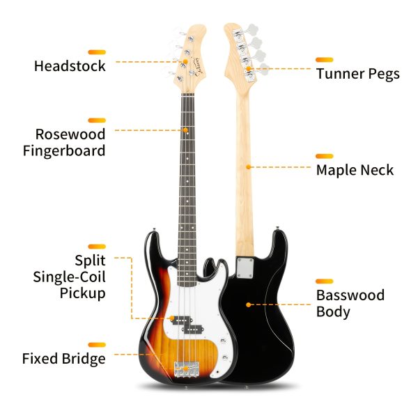 blue gp electric bass guitar kit includes amp, stereo bag, strap, cable & wrench tool perfect for beginner and pro bass musicians