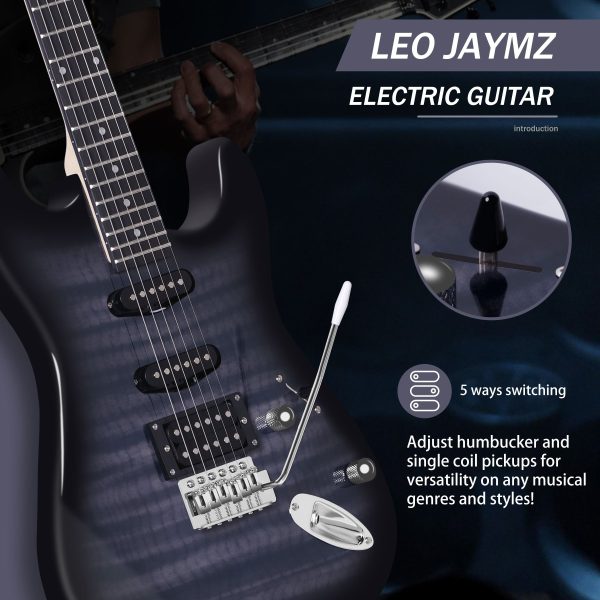 leo jaymz 39 inch full size electric guitar kit electric guitar beginner kits 20w amplifier, digital tuner, carring bag, shoulder strap, connecting cable