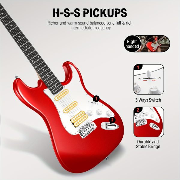 donner 39 inch electric guitar starter kit with solid body hss pickup accessories amplifier lessons and digital tuner red