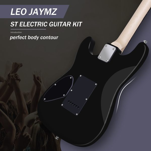 leo jaymz 39 inch full size electric guitar kit electric guitar beginner kits 20w amplifier, digital tuner, carring bag, shoulder strap, connecting cable