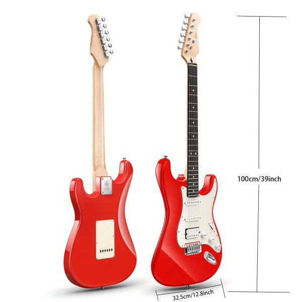donner q1 series electric guitar 39" solid maple body, hss pickups, red/blue, includes black carrying case & accessories, perfect musical gift for guitarists, versatile guitarists gear | modern aesthetic | rosewood fingerboard, guitar accessories
