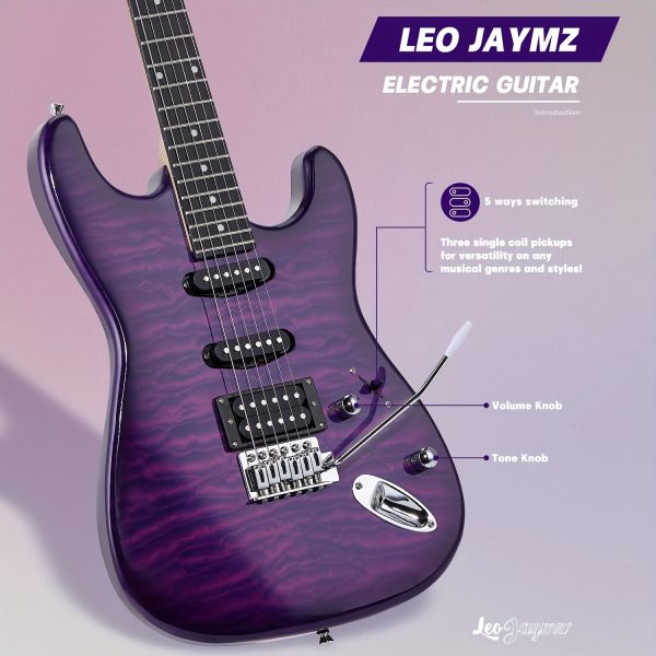 leo jaymz 39 inch full size electric guitar kit electric guitar beginner kits 20w amplifier, digital tuner, carring bag, shoulder strap, connecting cable
