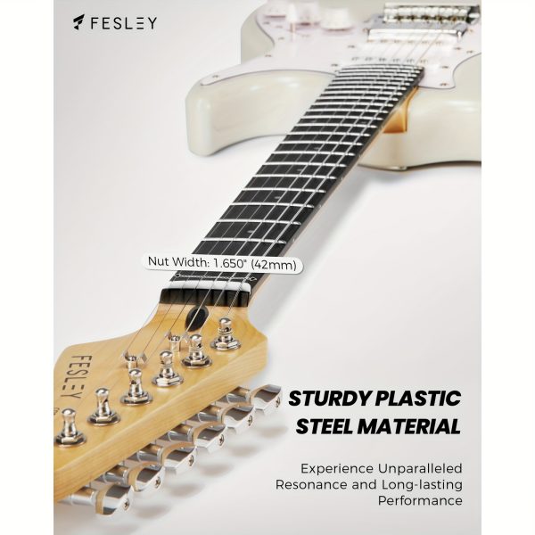 fesley 39 inch electric guitar, beginner electric guitar kit with hss pickup, full size solid body guitar starter set with amplifier, bag, strap, string, cable, picks, fst100, white