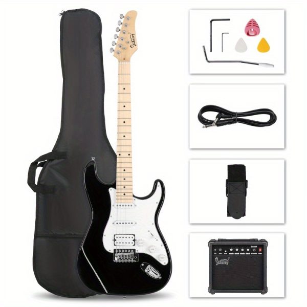 gst stylish hss pickup electric guitar kit with 20w amp bag guitar strap black