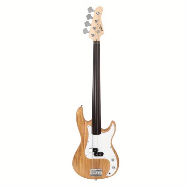 professional full size electric bass guitar 4 string electric bass guitar with adjustable bridge system, recycled wood body & neck for pro players ideal for jazz, rock, metal, studio & live performances, music recording, sleek design, durable construction, fretless design, rock musicians
