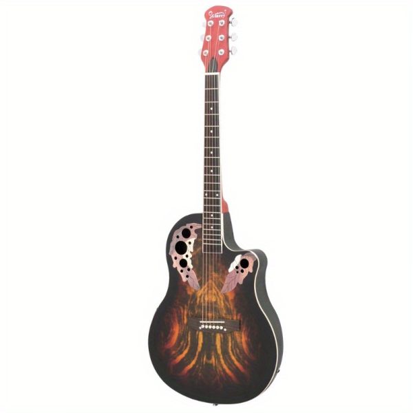 41 inch fullsize cutaway acousticelectric guitar grape voice hole spruce top round back sunset color