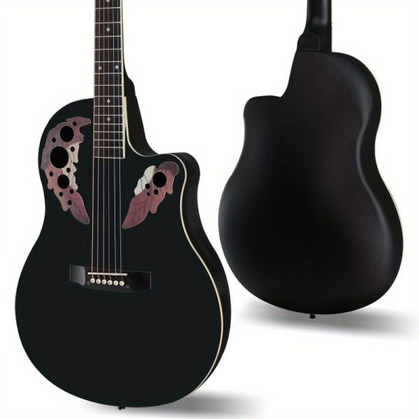 41 inch cutawary round back acoustic guitar spruce top with grape holes, black & mixed colors, dual bridge design, durable lightweight & easy clean for bassoonist & guitarists