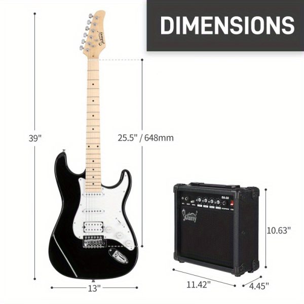 gst stylish hss pickup electric guitar kit with 20w amp bag guitar strap black