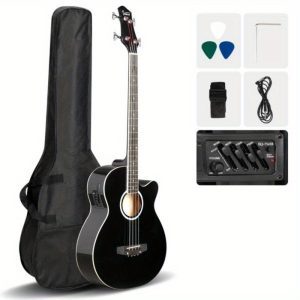 glarry gmb101 4 string electric acoustic bass guitar w 4band equalizer eq7545r black