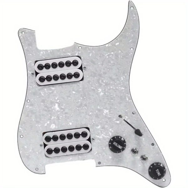 11hole 3ply hh prewired loaded pickguardtwo humbucker coil spliting pickguard hh guitar pickguard electric guitar pickguard two humbucker loaded prewired scratchplate pearl white hh