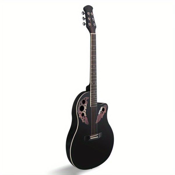 41 inch cutawary round back acoustic guitar spruce top with grape holes, black & mixed colors, dual bridge design, durable lightweight & easy clean for bassoonist & guitarists