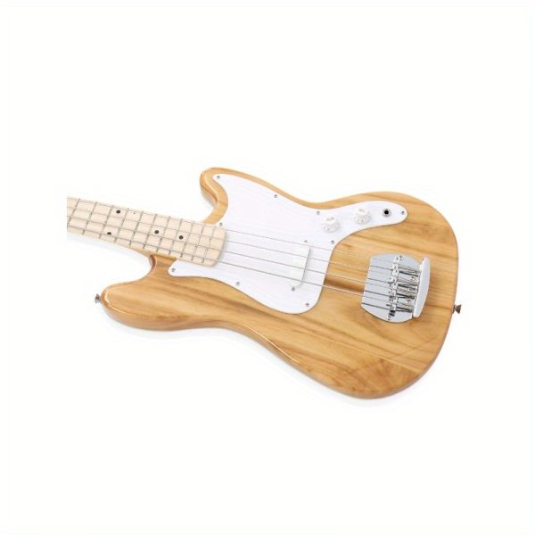 4 string 30in short scale thin body gb electric bass guitar with bag strap connector wrench tool burlywood