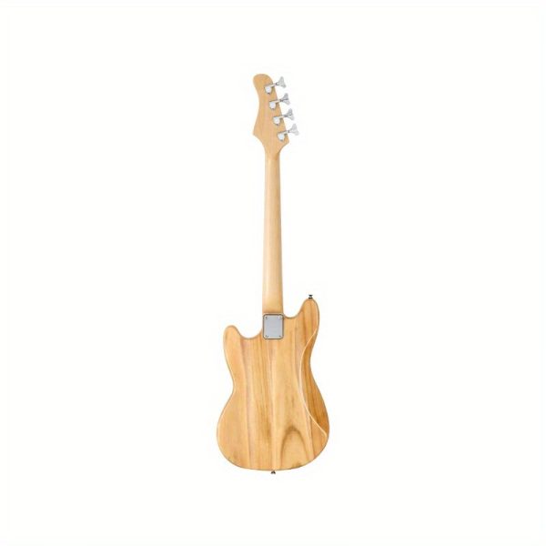 4 string 30in short scale thin body gb electric bass guitar with bag strap connector wrench tool burlywood