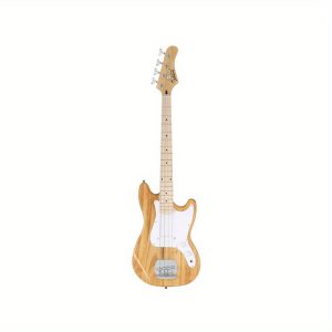 4 string 30in short scale thin body gb electric bass guitar with bag strap connector wrench tool burlywood