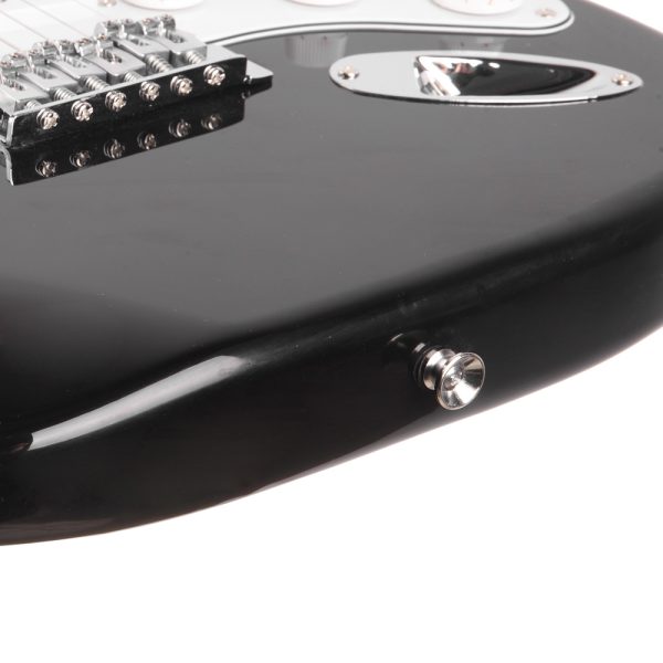 gst maple fingerboard electric guitar bag shoulder strap pick whammy bar cord wrench tool black & white