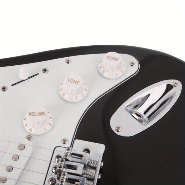 gst maple fingerboard electric guitar bag shoulder strap pick whammy bar cord wrench tool black & white