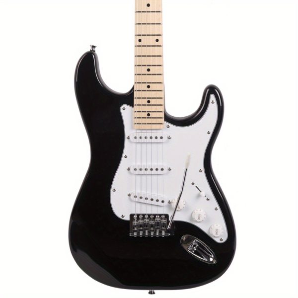 gst maple fingerboard electric guitar bag shoulder strap pick whammy bar cord wrench tool black & white