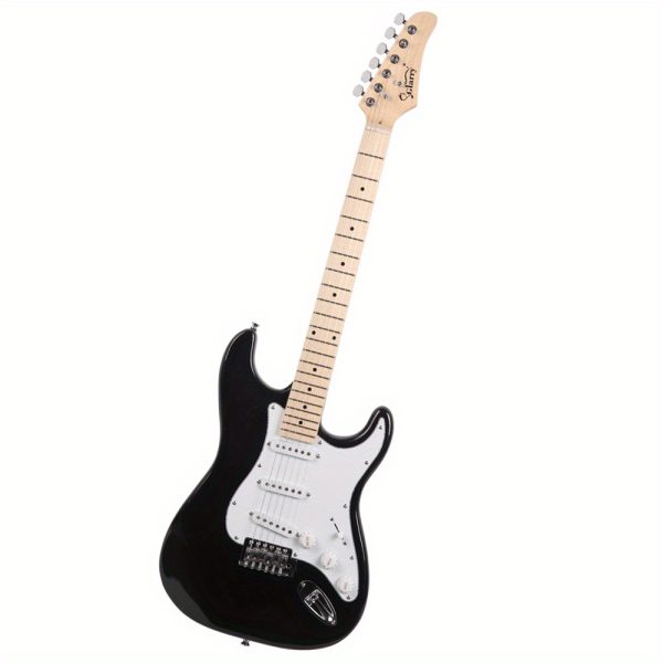 gst maple fingerboard electric guitar bag shoulder strap pick whammy bar cord wrench tool black & white
