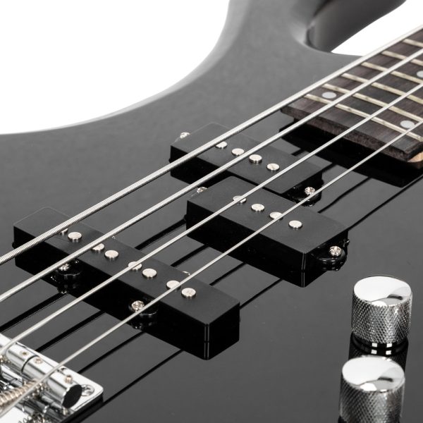 burning fire electric bass guitar full size 4 string cord wrench tool black