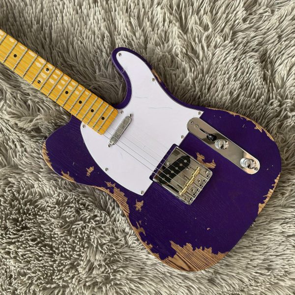 vintage relic purple tl electric guitar 6 strings solid ash body maple neck 21 fret maple fretboard s s pickups chrome hardware