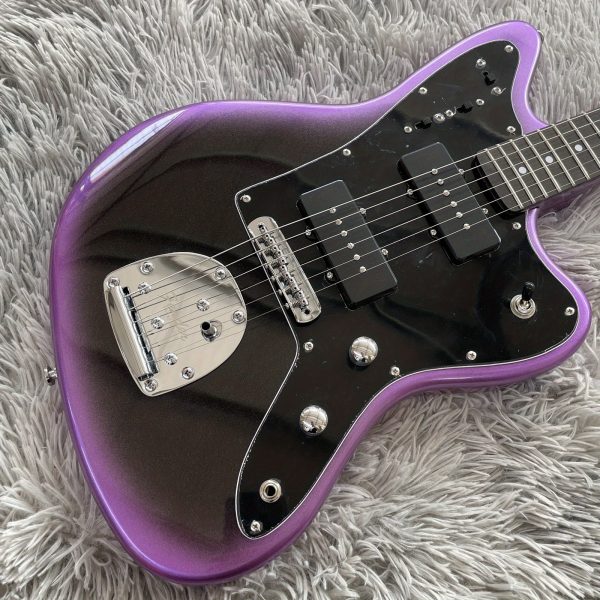 purple burst jaguar solid body electric guitar maple neck 6 strings basswood body p90 pickups rosewood fretboard chrome hardware
