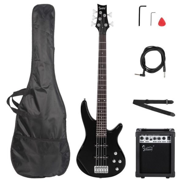 gib 5 string full size electric bass guitar ss pickups and amp kit for the experienced player black