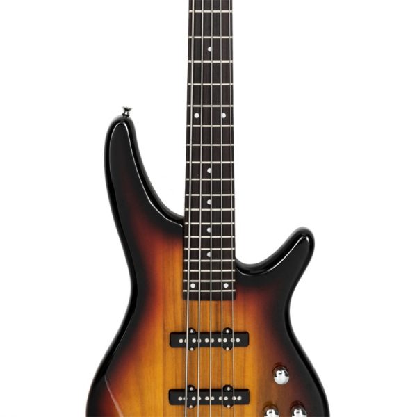 gib 5 string full size electric bass guitar ss pickups and amp kit for the experienced player sunset color