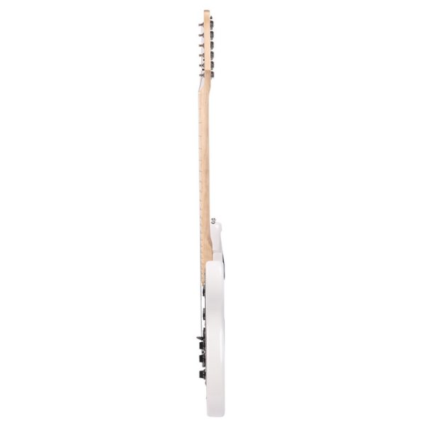 st electric guitar dual pickup modern guitar with recycled woods, white body & black pickguard, for rock, blues, jazz ideal for beginners & professionals, musical performance, sleek design, durable construction