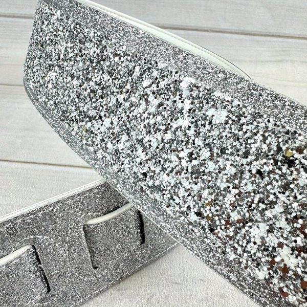 amp; wwgl108 aria glow silvery super sparkle glitter bomb padded guitar strap white glove leather back for acoustic, electric, and bass guitars