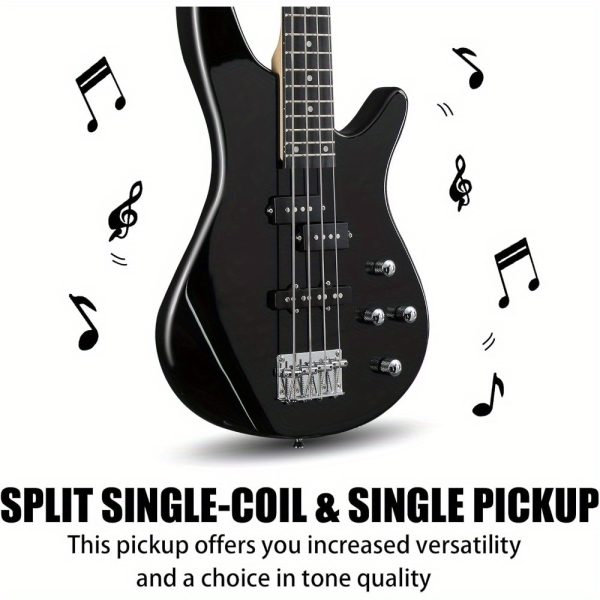 4 string electric bass guitar with 20w amplifier, pj pickup, maple neck & rosewood fretboard, basswood body – includes gig bag, shoulder strap, and accessories – perfect for live performances and practice sessions
